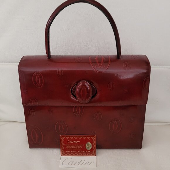Authentic Cartier Happy Birthday Bordeaux Patent Leather Handbag - Picture 3 of 13